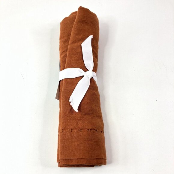 Williams Sonoma Italian Washed Linen Table Runner 18x108 Pumpkin Burnt Orange - Picture 8 of 9